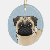 Fawn Pug Mops Hondenras Design Schattige Hondenkop Keramisch Ornament (Links)