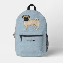 Fawn Pug Mops Hondenras Ontwerp Met Aangepaste Tek Bedrukte Rugzak
