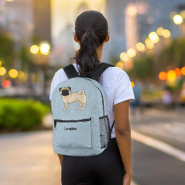 Fawn Pug Mops Hondenras ontwerp met aangepaste tek Bedrukte Rugzak