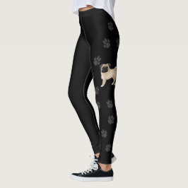 Fawn Pug Mops Hondenrasontwerp Met Grijze Pootjes Leggings