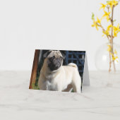 Fawn Pug Note Kaart - Leeg (Gele Bloem)