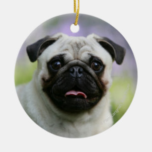 Fawn Pug on Alert Keramisch Ornament