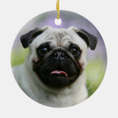 Fawn Pug on Alert Keramisch Ornament (Achterkant)