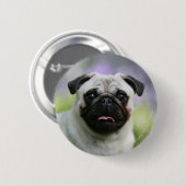 Fawn Pug on Alert Ronde Button 5,7 Cm (Voorkant /achterkant)