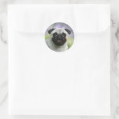 Fawn Pug on Alert Ronde Sticker (Tas)