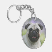 Fawn Pug on Alert Sleutelhanger (Voorkant Links)