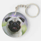 Fawn Pug on Alert Sleutelhanger (Achterkant)