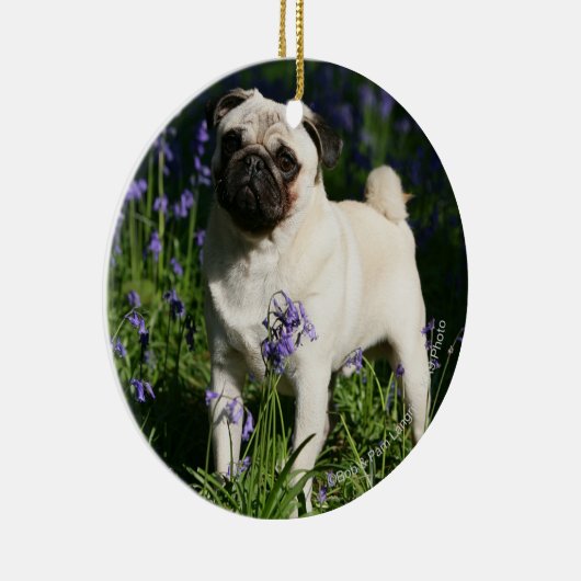 Fawn Pug Permanent in de Bluebells Keramisch Ornament (Rechts)