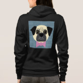 Fawn Pug, Pink Bowtie, Blue Brick Hoodie (Achterkant)