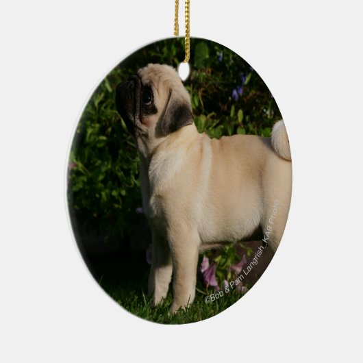 Fawn Pug Profile Keramisch Ornament (Rechts)