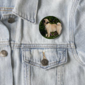 Fawn Pug Profile Ronde Button 5,7 Cm (In situ)