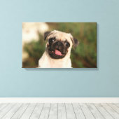 Fawn Pug Puppy Panting Canvas Afdruk (Insitu (Houten vloer))