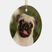 Fawn Pug Puppy Panting Keramisch Ornament (Rechts)