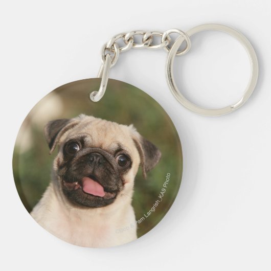 Fawn Pug Puppy Panting Sleutelhanger (Achterkant)
