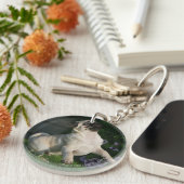 Fawn Pug Puppy Sleutelhanger (Voorkant Rechts)