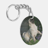 Fawn Pug Puppy Sleutelhanger (Voorkant Links)
