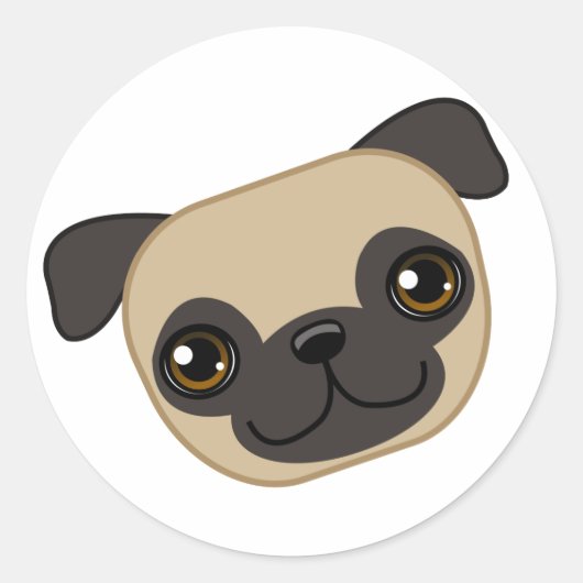 Fawn Pug Ronde Sticker (Voorkant)