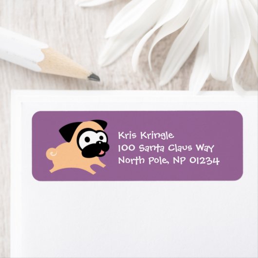 Fawn Pug (Run) Return-adreslabels Etiket (Insitu)