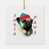 Fawn Pug Santa Paws Keramisch Ornament (Achterkant)