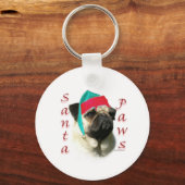 Fawn Pug Santa Paws Sleutelhanger (Achterkant)