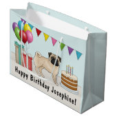 Fawn Pug Schattige Cartoon Dog Kleurrijke Verjaard Groot Cadeauzakje (Voorkant Gekanteld)