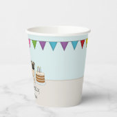 Fawn Pug Schattige Cartoon Dog Kleurrijke Verjaard Papieren Bekers (Links)