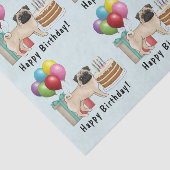 Fawn Pug Schattige Cartoon Dog Kleurrijke Verjaard Tissuepapier (Detail)