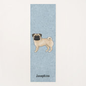 Fawn Pug Schattige Cartoon Dog met aangepaste naam Yogamat (Voorkant)