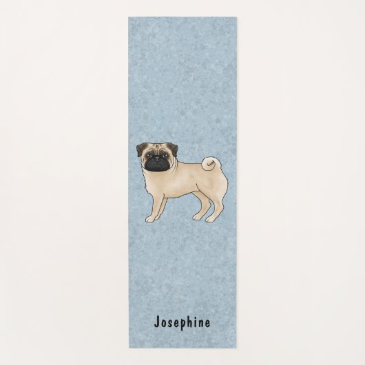 Fawn Pug Schattige Cartoon Dog met aangepaste naam Yogamat (Voorkant)