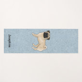 Fawn Pug Schattige Cartoon Dog met aangepaste naam Yogamat (Voorkant (horizontaal))