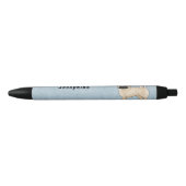 Fawn Pug Schattige Cartoon Dog met aangepaste naam Zwarte Inkt Pen (Voorkant)