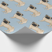 Fawn Pug Schattige Cartoon Dog Mops Design Pattern Cadeaupapier (Hoek)