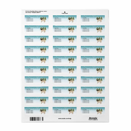 Fawn Pug Schattige Cartoon Dog Snowy Winter Forest Etiket (Full Sheet)