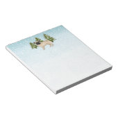 Fawn Pug Schattige Cartoon Dog Snowy Winter Forest Notitieblok (Schuin)