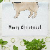 Fawn Pug Schattige Cartoon Dog Snowy Winter Forest Theedoek (Gevouwen)