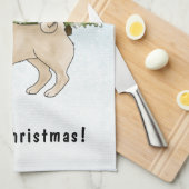 Fawn Pug Schattige Cartoon Dog Snowy Winter Forest Theedoek (Quarter Fold)