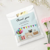 Fawn Pug Schattige Cartoon Dog Verjaardag Dank u Bedankzakje (Gezegeld)