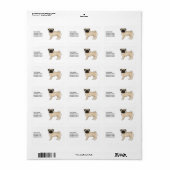 Fawn Pug Schattige Cartoon Hondenontwerp met aange Etiket (Full Sheet)