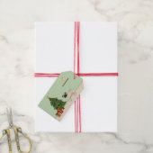 Fawn Pug Schattigee cartoon hond met een kerstboom Cadeaulabel (Met Touw)