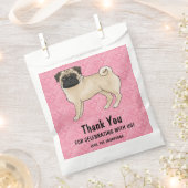 Fawn Pug Schattigee dweilen op roze harten dank u Bedankzakje (Geknipt)