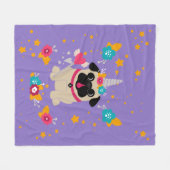 Fawn Pug Unicorn Fleece Deken (Voorkant (Horizontaal))