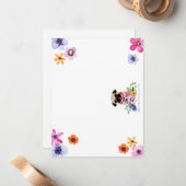 Fawn pugs in Spring Flowers Notecards Notitiekaartje (Voorkant / Achterkant in situ)