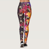 Fawn Pugs on Cosmic Space Background Leggings (Achterkant)