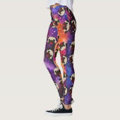 Fawn Pugs on Cosmic Space Background Leggings (Links)