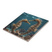 Fawn romantische zeepaardjes onder de oceaan, tegeltje (Zijkant)