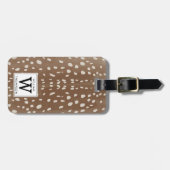 Fawn Spots Baby Herten Dierenprint Monogram Bagagelabel (Voorkant horizontaal)