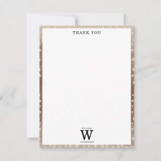 Fawn Spots Baby Herten Dierenprint Monogram Bedankkaart (Voorkant)