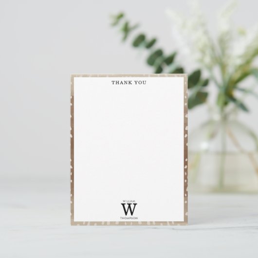 Fawn Spots Baby Herten Dierenprint Monogram Bedankkaart (Staand voorkant)