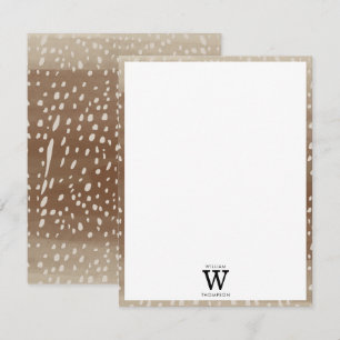 Fawn Spots Baby Herten Dierenprint Monogram Notitiekaartje