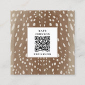 Fawn Spots Baby Herten Dierenprint QR-code Vierkante Visitekaartje (Voorkant)